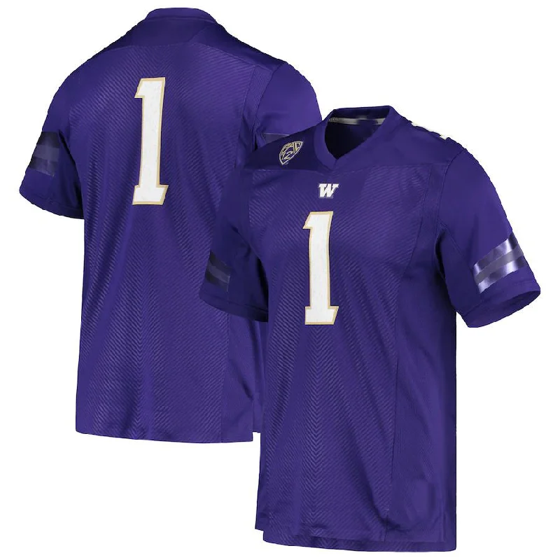 Football Sisterhood Jersey-#1 W.Huskies Team Premier Football Jersey Purple Stitched American College Jerseys