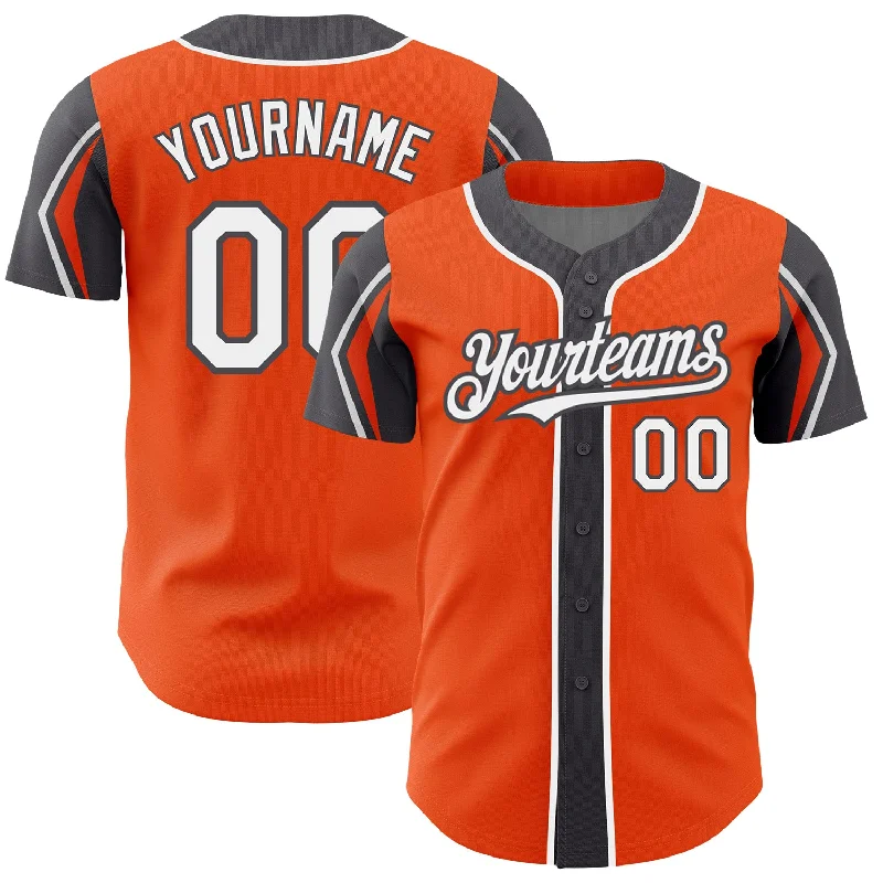 Bridesmaid Baseball Jersey-Custom Orange White-Steel Gray 3 Colors Arm Shapes Authentic Baseball Jersey