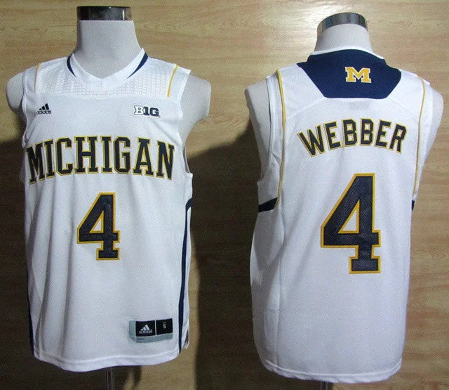 Pro Athlete Basketball Jersey-Michigan Wolverines 4 Chirs Webber White Basketball Jerseys