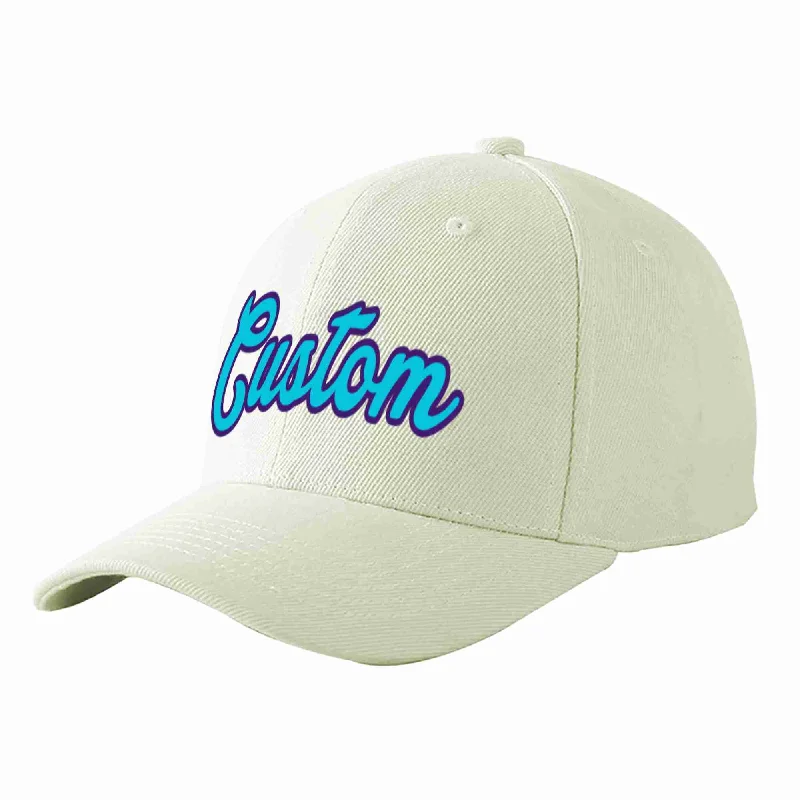 Superhero Baseball Cap-Custom Cream Light Blue-Purple Curved Eaves Sport Baseball Cap Design for Men/Women/Youth