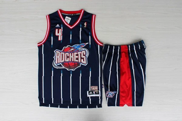 Graduation Basketball Jersey-Rockets 4 Barkley Blue Hardwood Classics Basketball Jerseys(With Shorts)