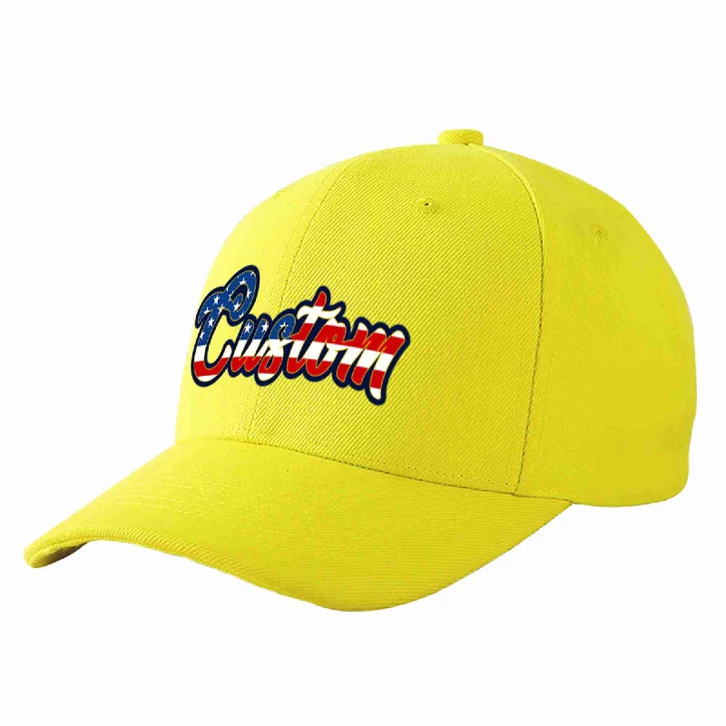 Lightweight Baseball Cap-Custom Yellow Vintage USA Flag-Gold Curved Eaves Sport Baseball Cap Design for Men/Women/Youth