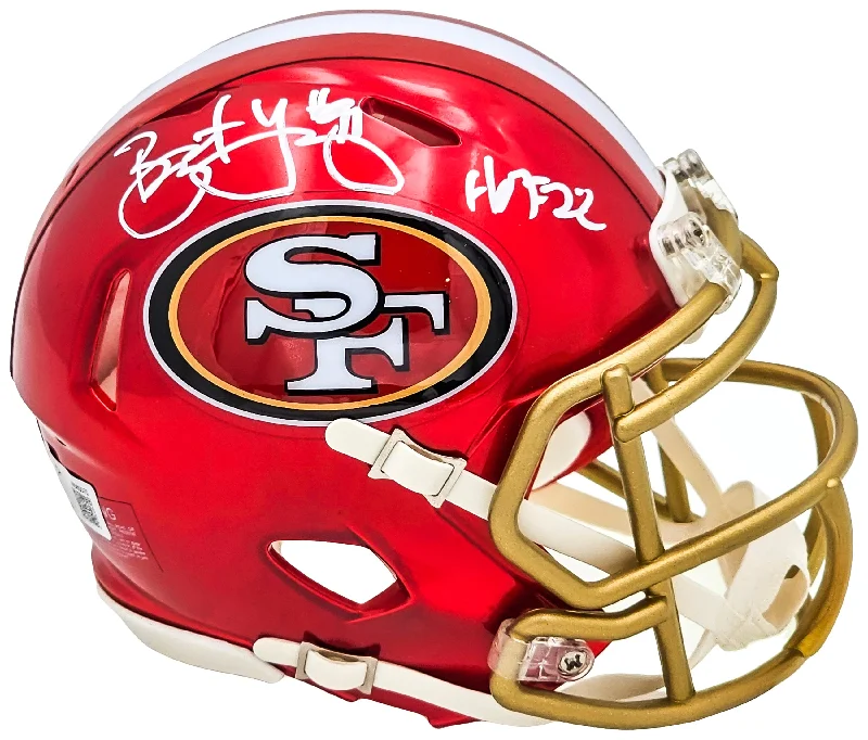 Solid Color Rugby Helmet-Bryant Young Autographed San Francisco 49ers Flash Red Speed Mini Helmet "HOF 22" Beckett BAS Witness Stock #215664