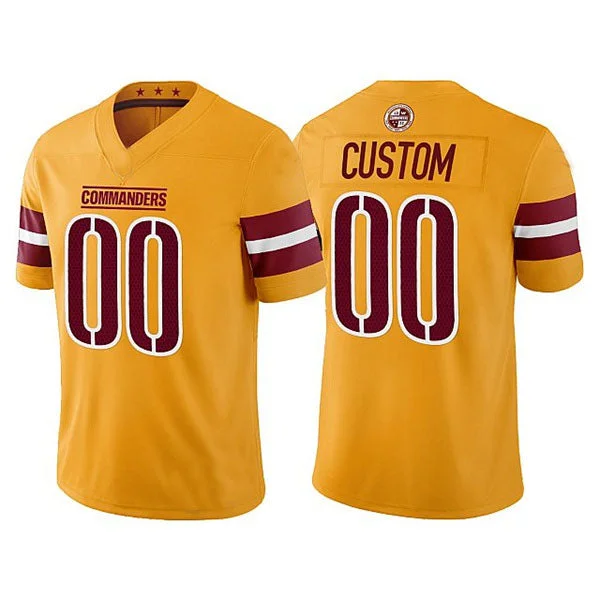 Football League Champs Jersey-Custom W.Commanders Gold  Game Football Jersey