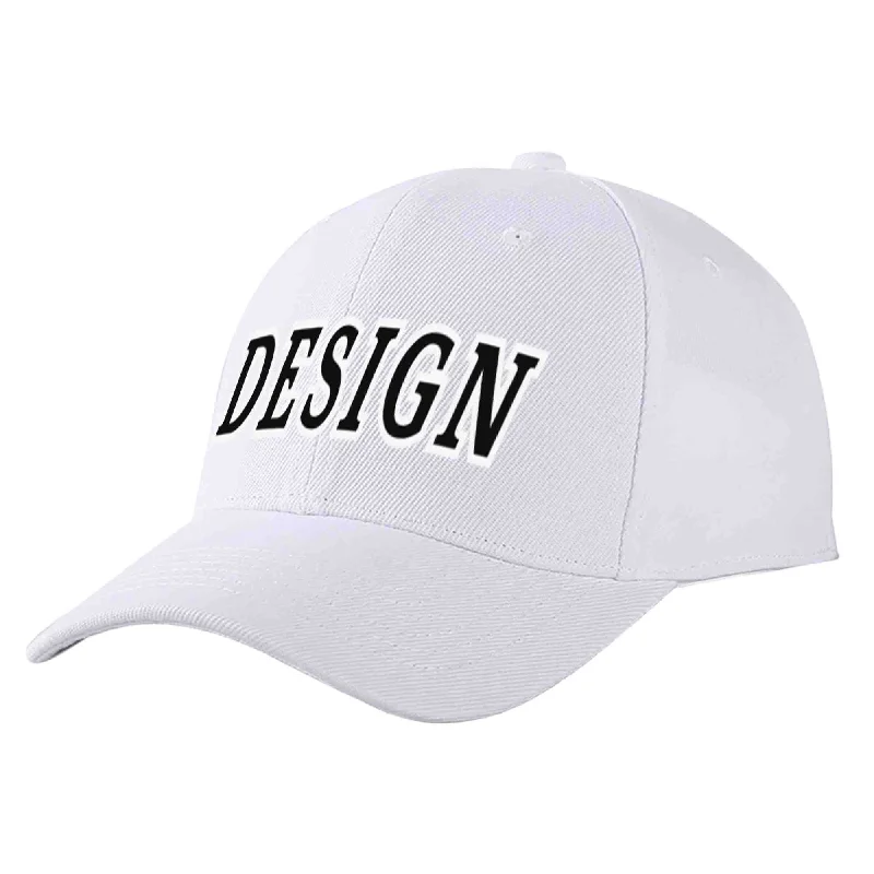 Business Casual Baseball Cap-Custom White Black-White Curved Eaves Sport Design Baseball Cap