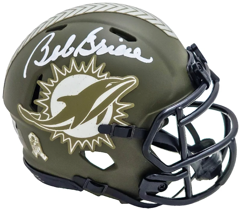 Senior Rugby Helmet-Bob Griese Autographed Miami Dolphins Salute to Service Army Green Speed Mini Helmet Beckett BAS Witness Stock #220466