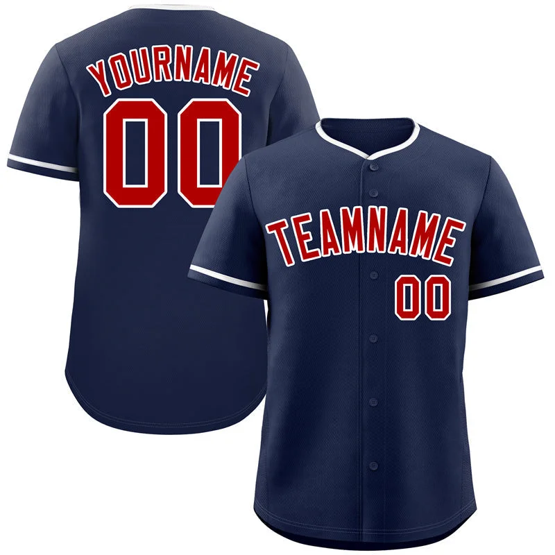 Baseball Club Jersey-Custom Navy Red-White Classic Style Authentic Baseball Jersey