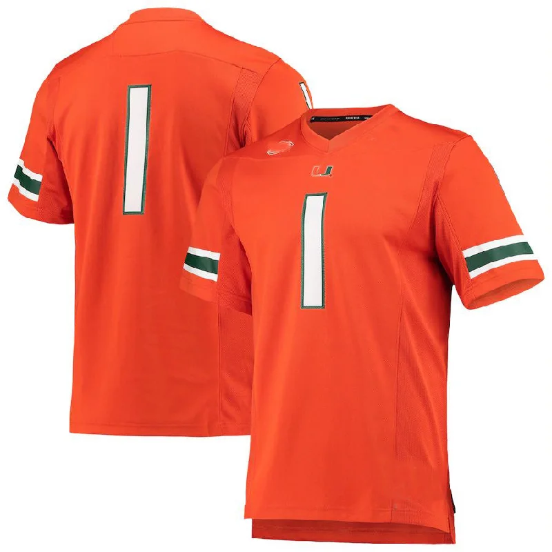 Royal Blue Football Jersey-#1 M.Hurricanes Team Premier  Orange Football Jersey Stitched American College Jerseys