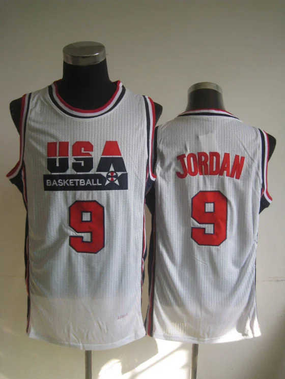 Grey Basketball Jersey-USA Basketball 1992 Dream Team 9 Michael Jordan White Basketball Jersey