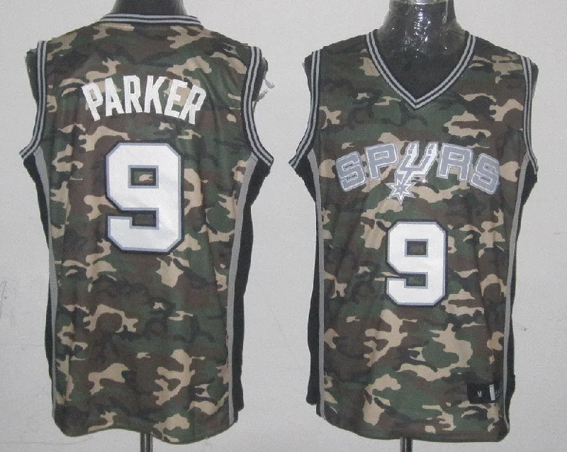 Bachelorette Party Basketball Jersey-Spurs 9 Parker Camo New Revolution 30 Basketball Jerseys