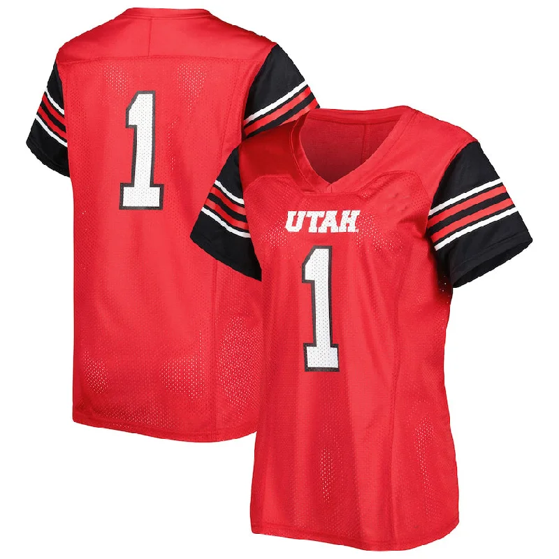 Christmas Football Jersey-#1 U.Utes Under Armour Replica Football Jersey Red Stitched American College Jerseys