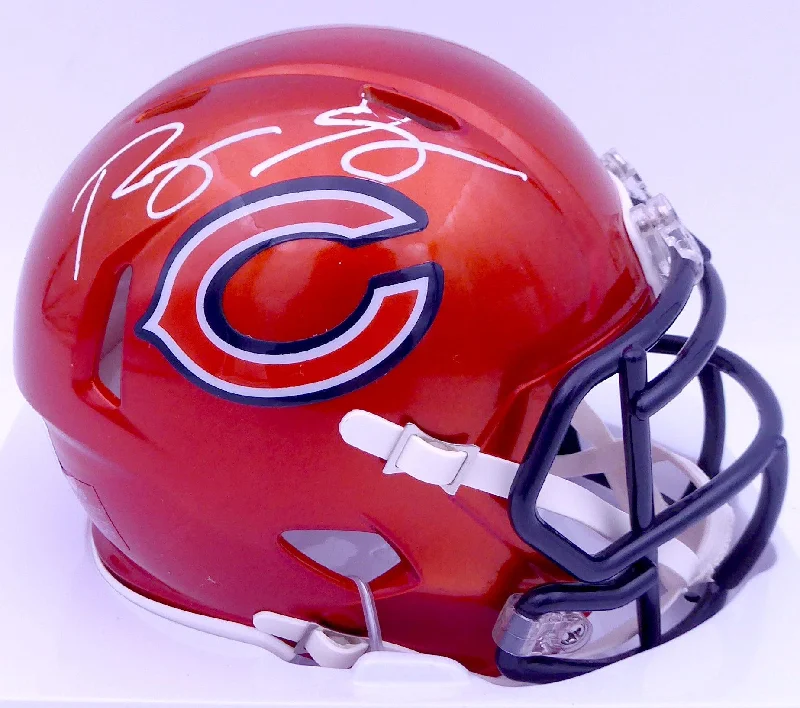 Anti-Bacterial Rugby Helmet-Roquan Smith Autographed Chicago Bears Flash Orange Speed Mini Helmet (Bubbled) Beckett BAS #WW01073