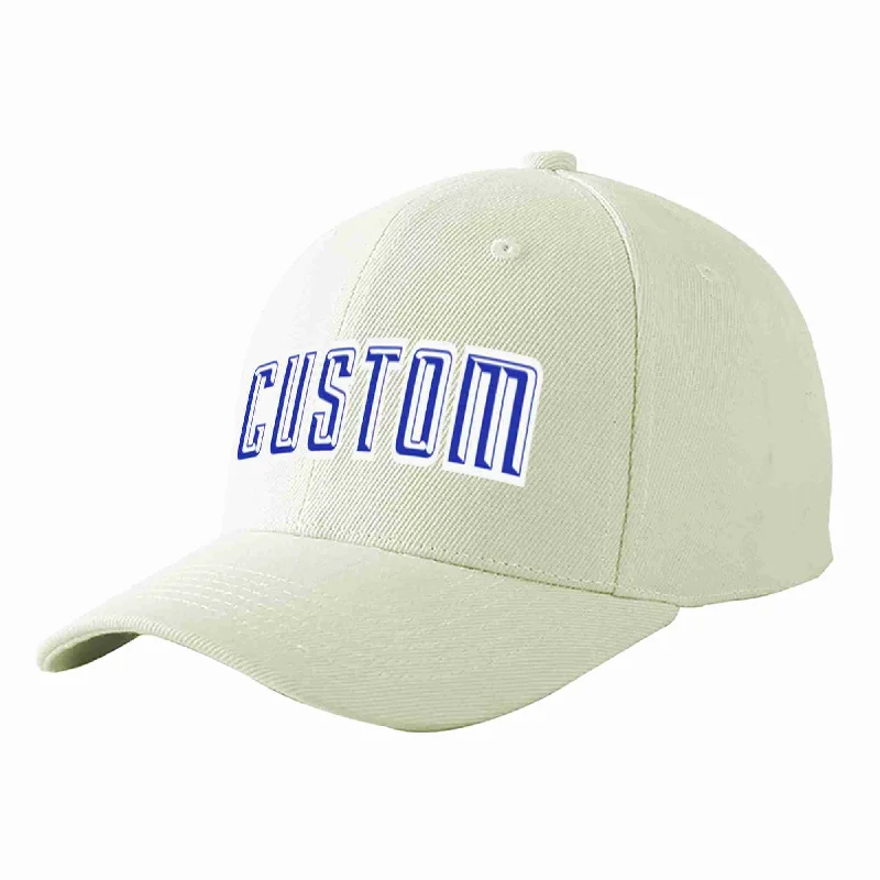 Dad Baseball Cap-Custom Cream Royal-White Curved Eaves Sport Baseball Cap Design for Men/Women/Youth