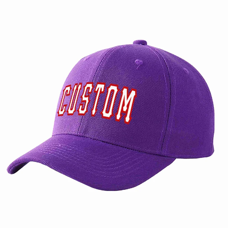 Holiday Baseball Cap-Custom Purple White-Red Curved Eaves Sport Baseball Cap Design for Men/Women/Youth