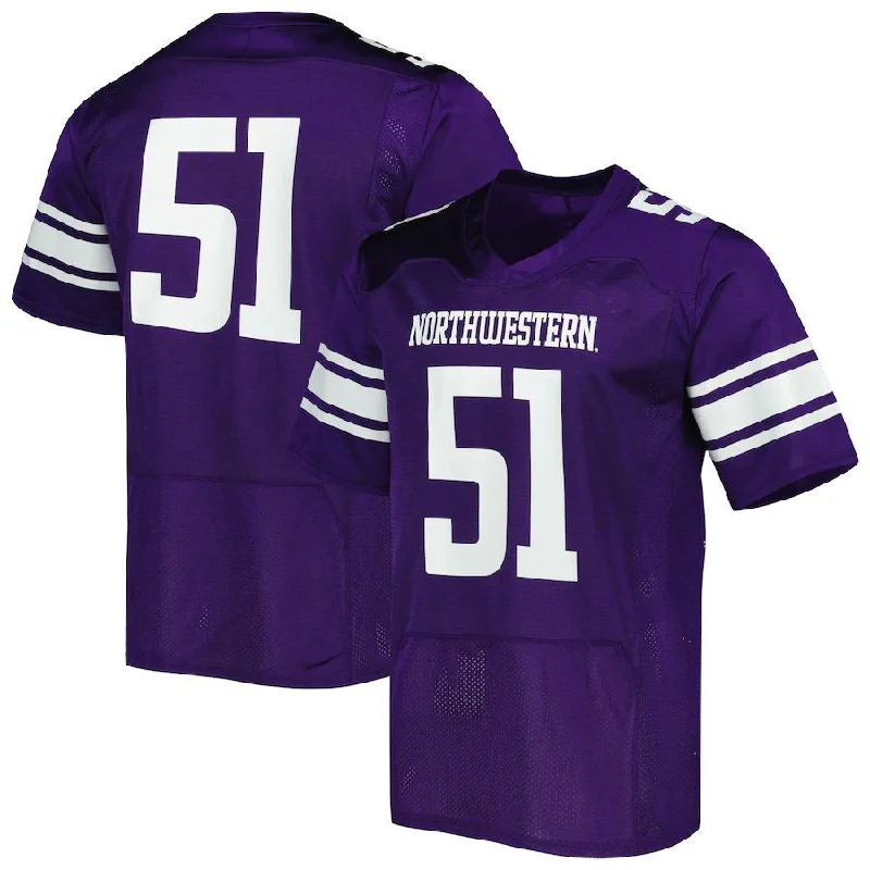 Sports Football Jersey-#51 N.Wildcats Under Armour Team Wordmark Replica Football Jersey Purple Stitched American College Jerseys