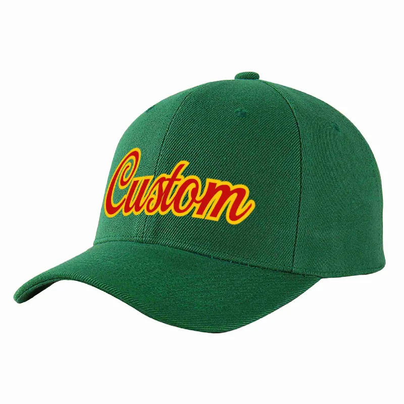 Flight Attendant Baseball Cap-Custom Green Red-Yellow Curved Eaves Sport Baseball Cap Design for Men/Women/Youth