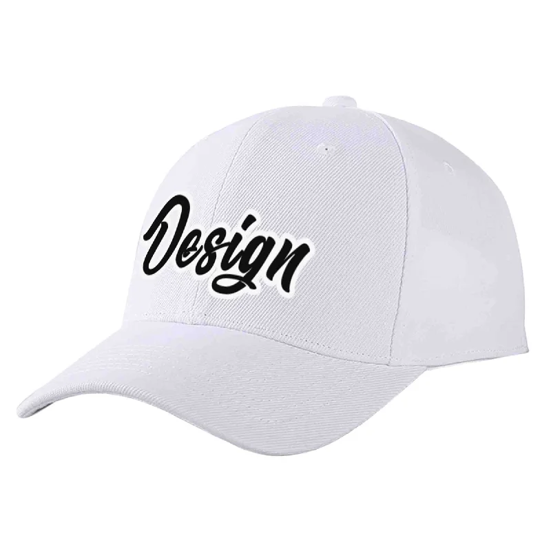 Suede Baseball Cap-Custom White Black-White Curved Eaves Sport Design Baseball Cap