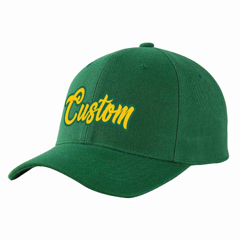 Biker Baseball Cap-Custom Green Gold-Kelly Green Curved Eaves Sport Baseball Cap Design for Men/Women/Youth