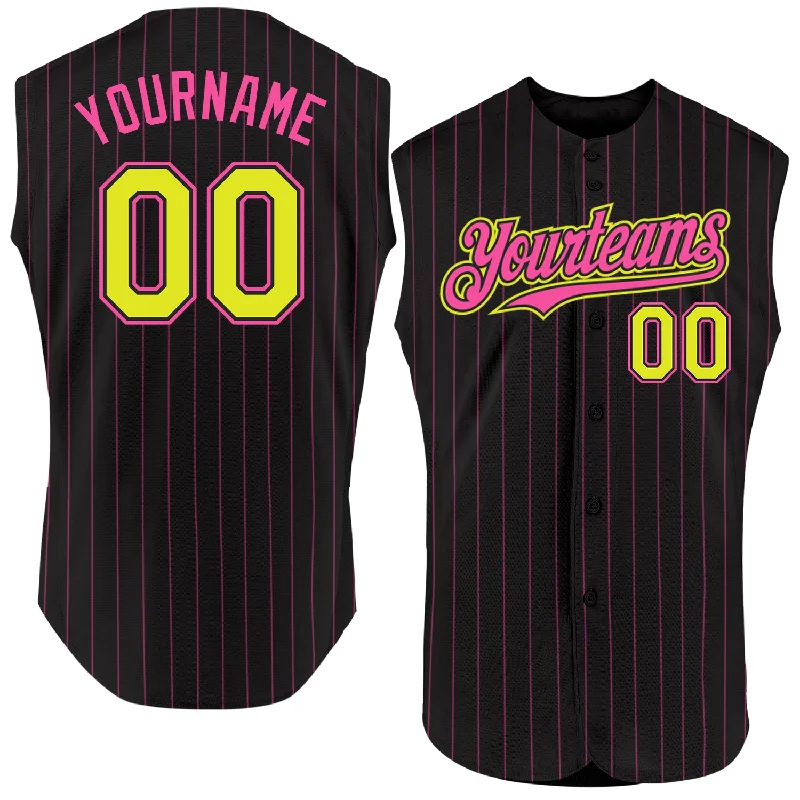 Baseball History Jersey-Custom Black Pink Pinstripe Purple Authentic Sleeveless Baseball Jersey