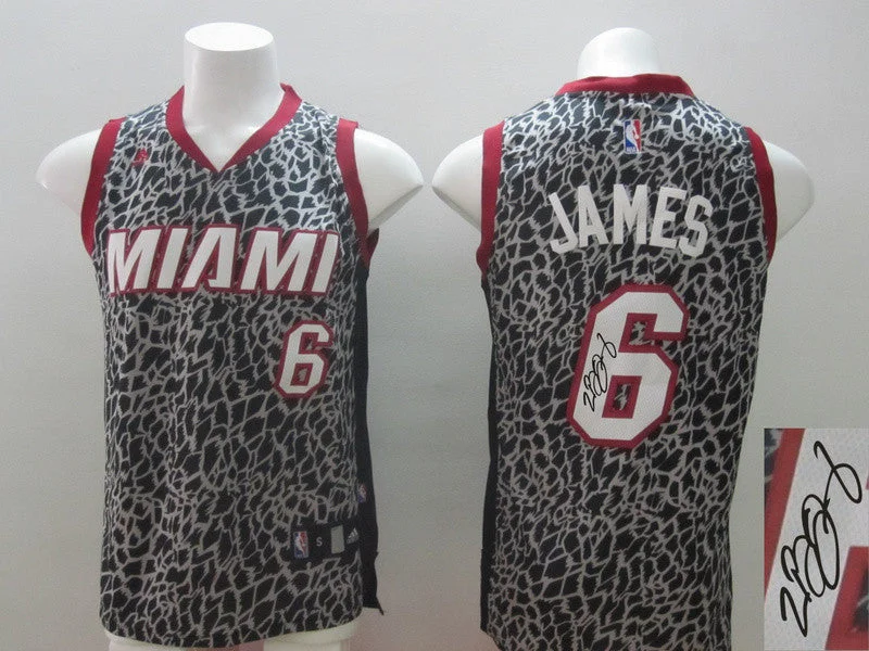 School Spirit Basketball Jersey-Heat 6 James Grey Crazy Light Signature Edition Basketball Jerseys