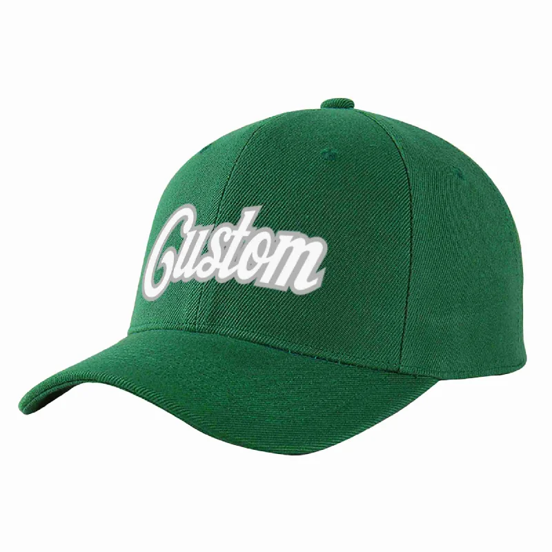 Birthday Baseball Cap-Custom Green White-Gray Curved Eaves Sport Baseball Cap Design for Men/Women/Youth