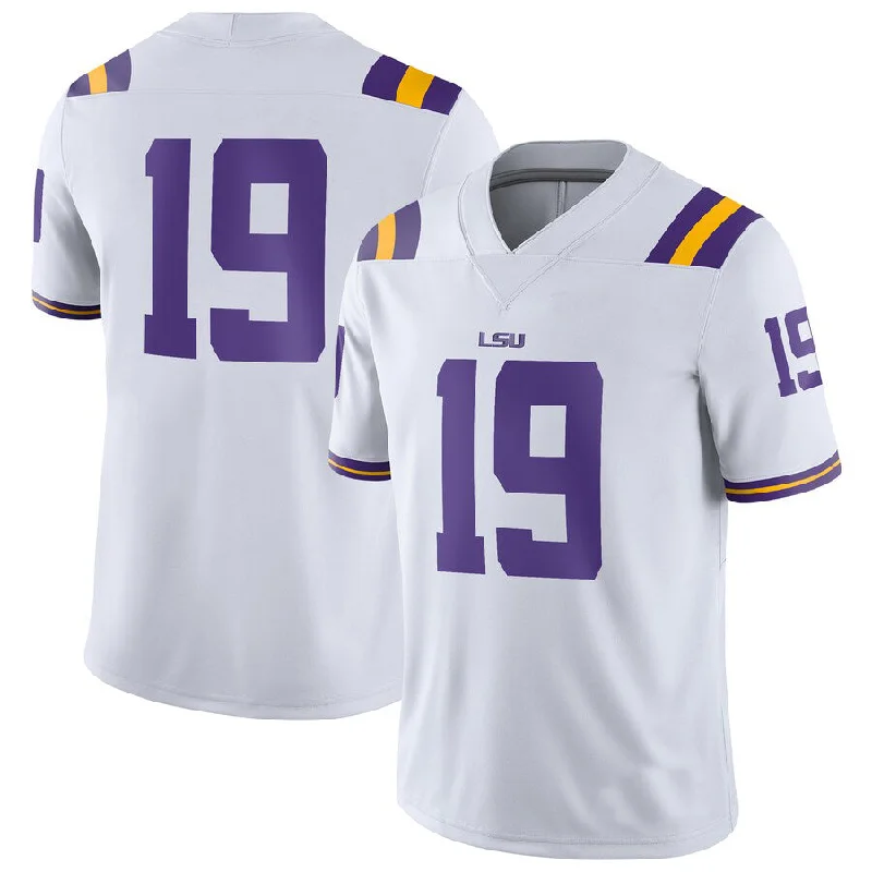 College Football Jersey-#19 L.Tigers Game Jersey White Football Jersey Stitched American College Jerseys