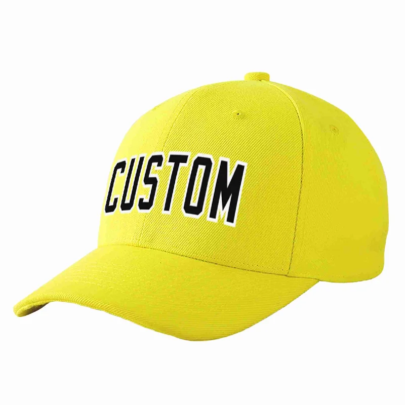 Gardening Baseball Cap-Custom Yellow Black-White Curved Eaves Sport Baseball Cap Design for Men/Women/Youth