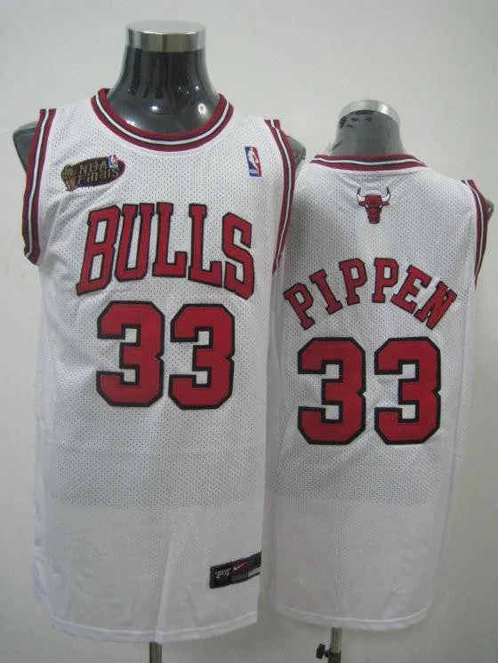 Hall of Fame Basketball Jersey-Bulls 33 Scottie Pippen White Final Patch Basketball Jerseys