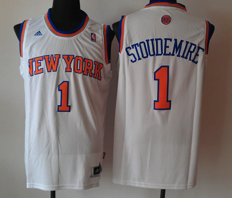 Striped Basketball Jersey-Knicks 1 Stoudemire White New Revolution 30 Basketball Jerseys