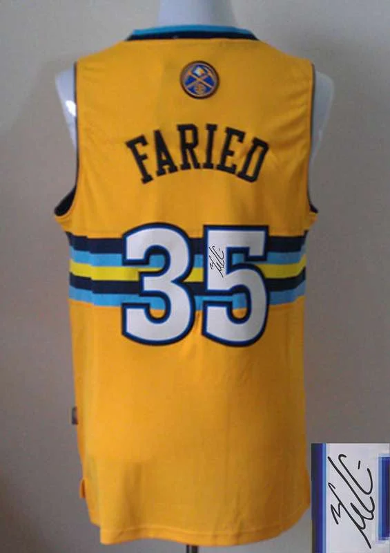 Anniversary Basketball Jersey-Warriors 35 Faried Gold Signature Edition Basketball Jerseys