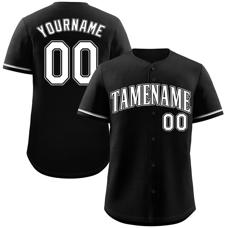 Stadium Baseball Jersey-Custom Black White-Gray Classic Style Authentic Baseball Jersey