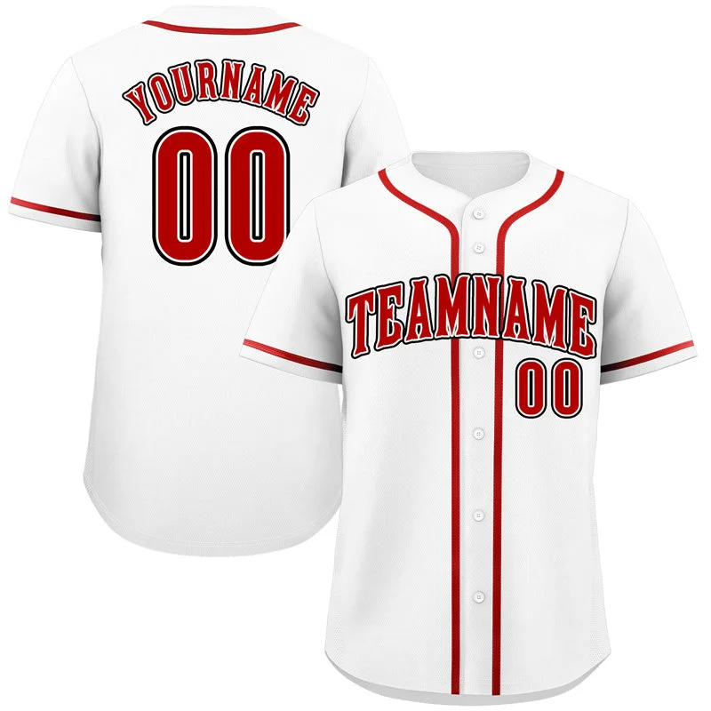 Baseball Coach Jersey-Custom White Red-Black Classic Style Authentic Baseball Jersey