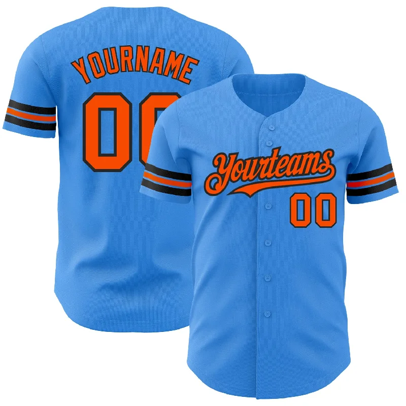 Minor League Baseball Jersey-Custom Electric Blue Orange-Black Authentic Baseball Jersey