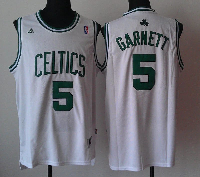 Basketball History Jersey-Celtics 5 Garnett White New Revolution 30 Basketball Jerseys