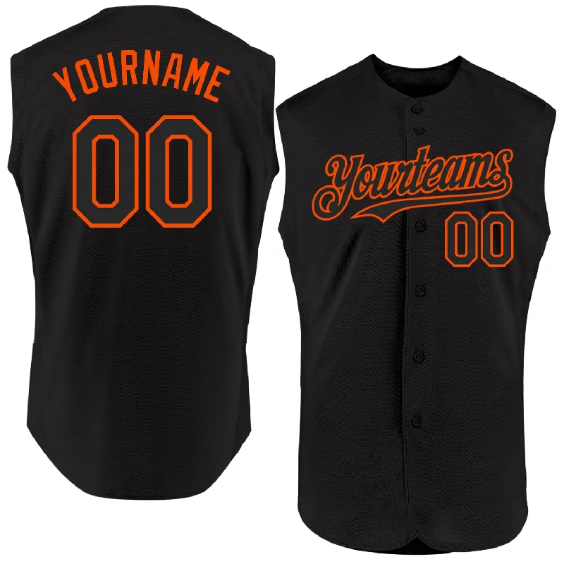 Baseball Coach Team Jersey-Custom Black Orange Authentic Sleeveless Baseball Jersey