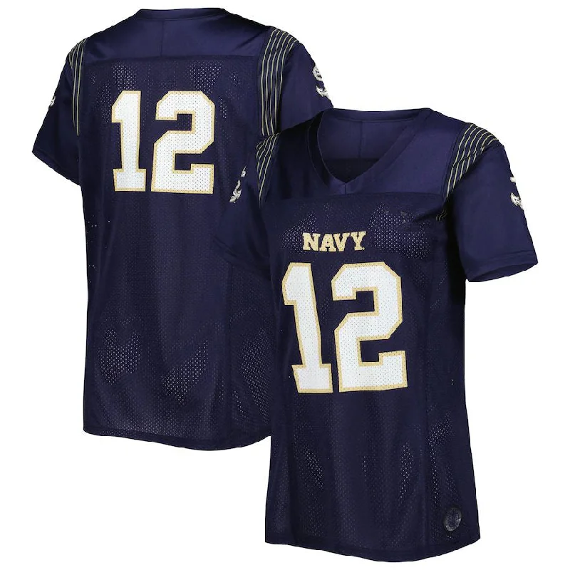 Fan Football Jersey-#12 N.Midshipmen Under Armour Women's Replica Team Football Jersey  Navy Stitched American College Jerseys