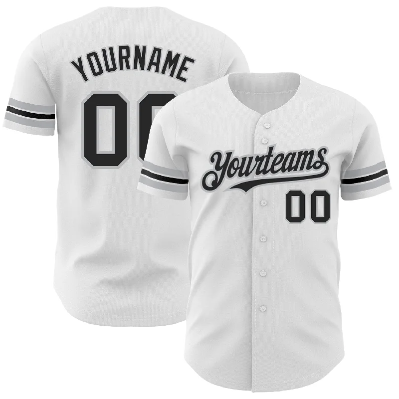 DIY Baseball Jersey-Custom White Black-Gray Authentic Baseball Jersey