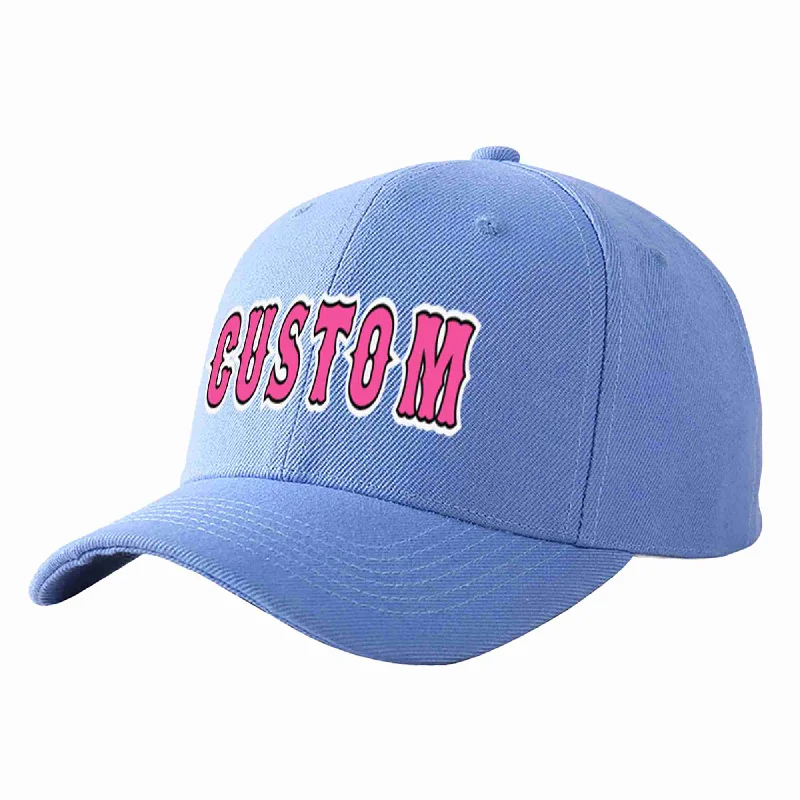 Golf Baseball Cap-Custom Sky Blue Pink-Black Curved Eaves Sport Baseball Cap Design for Men/Women/Youth