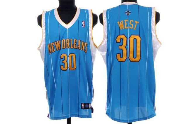 Replica Team Basketball Jersey-Hornets 30 West Blue Basketball Jerseys