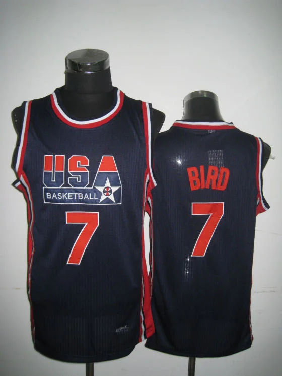 Basketball Memorabilia Jersey-USA Basketball 1992 Dream Team 7 Larry Bird Blue Basketball Jersey