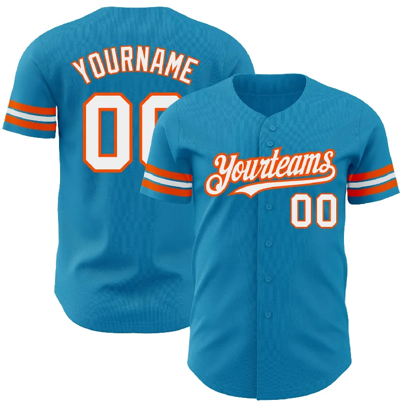 College Baseball Jersey-Custom Panther Blue White-Orange Authentic Baseball Jersey