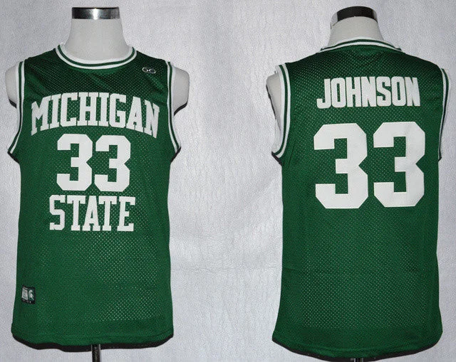 Two-Tone Basketball Jersey-Michigan State Spartans Magic Johnson 33 Green College Hardwood Legends Basketball Jersey