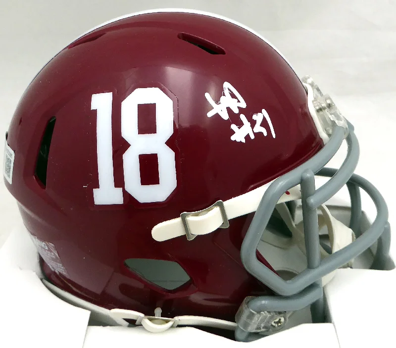 Glow-in-the-Dark Rugby Helmet-Will Anderson Autographed Alabama Crimson Tide Mini Helmet (Smudge) Beckett BAS QR #WU70086