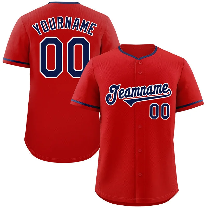 Baseball Training Camp Jersey-Custom Red Navy-White Classic Style Authentic Baseball Jersey