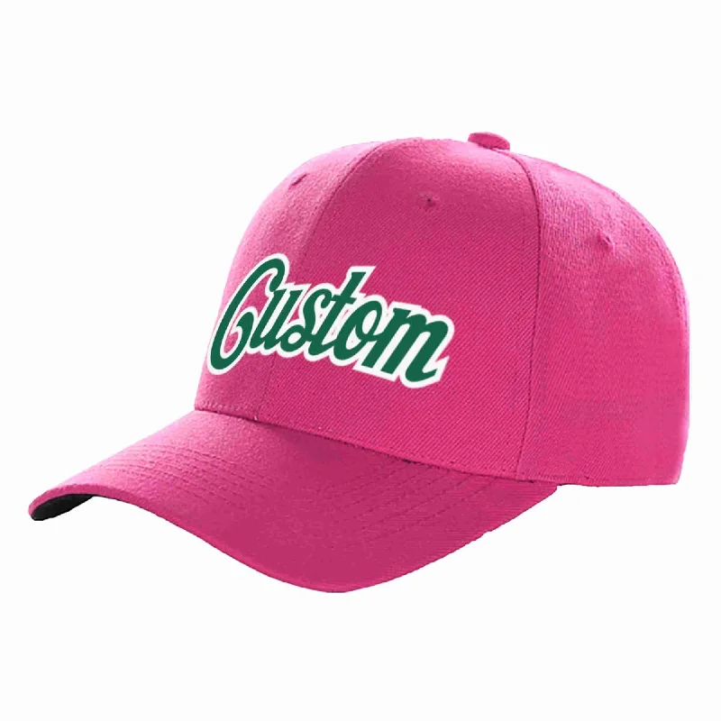 Military Baseball Cap-Custom Rose Red Kelly Green-White Curved Eaves Sport Baseball Cap Design for Men/Women/Youth