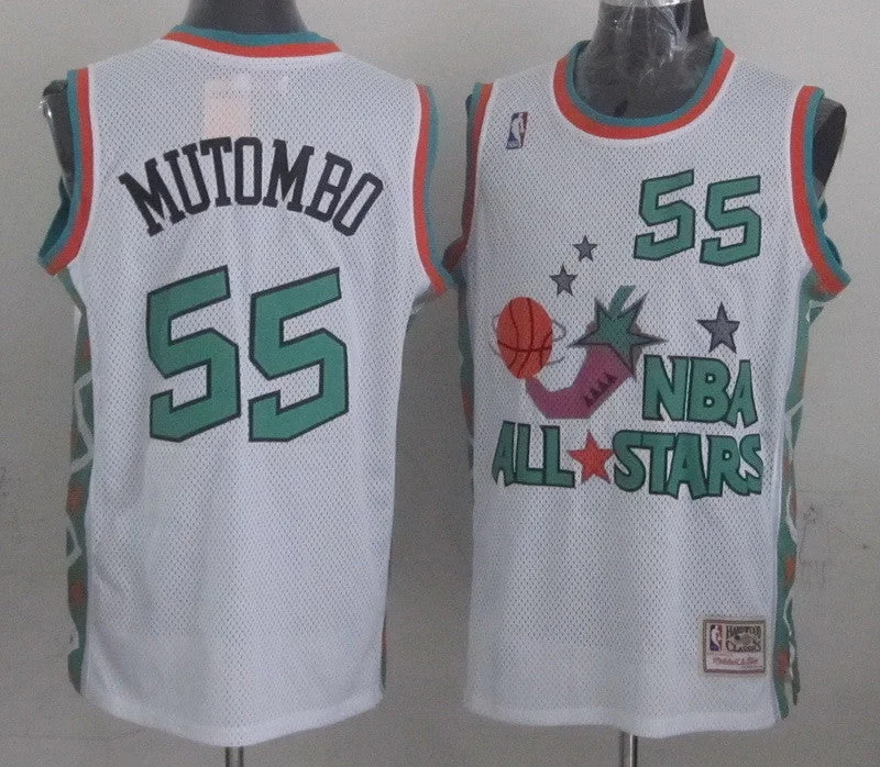 Basketball Gift Jersey-1996 All Star 55 Mutombo White Basketball Jerseys