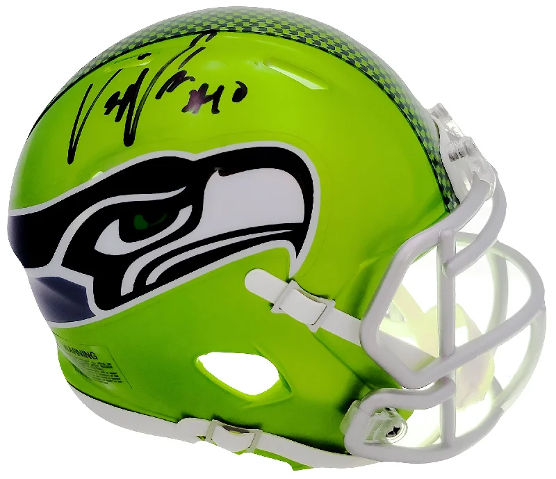 Training Rugby Helmet-Uchenna Nwosu Autographed Seattle Seahawks Flash Green Speed Mini Helmet MCS Holo Stock #211037