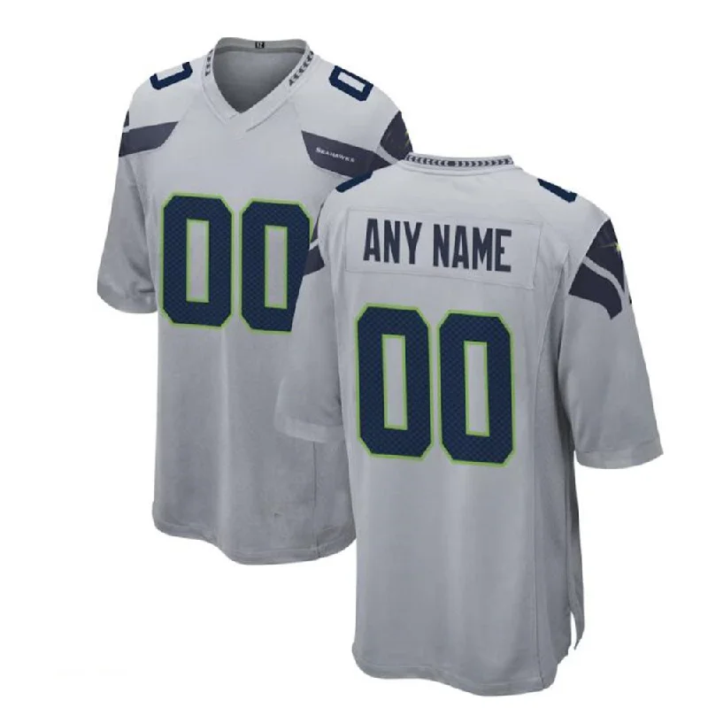 Vintage Football Jersey-Custom S.Seahawks Gray Alternate Custom Game Jersey Stitched Football Jerseys