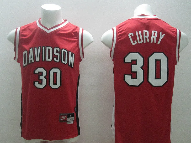 Basketball Homecoming Jersey-Davidson College 30 Curry Red New Revolution 30 Basketball Jerseys