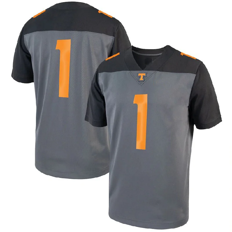 Royal Blue Football Jersey-#1 T.Volunteers Alternate Game Football Jersey  Gray Stitched American College Jerseys